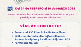 CONVOCATORIA ABIERTA PARA LOS TALLERES 2025